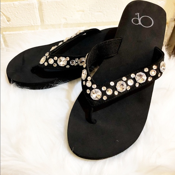 jeweled wedge flip flops